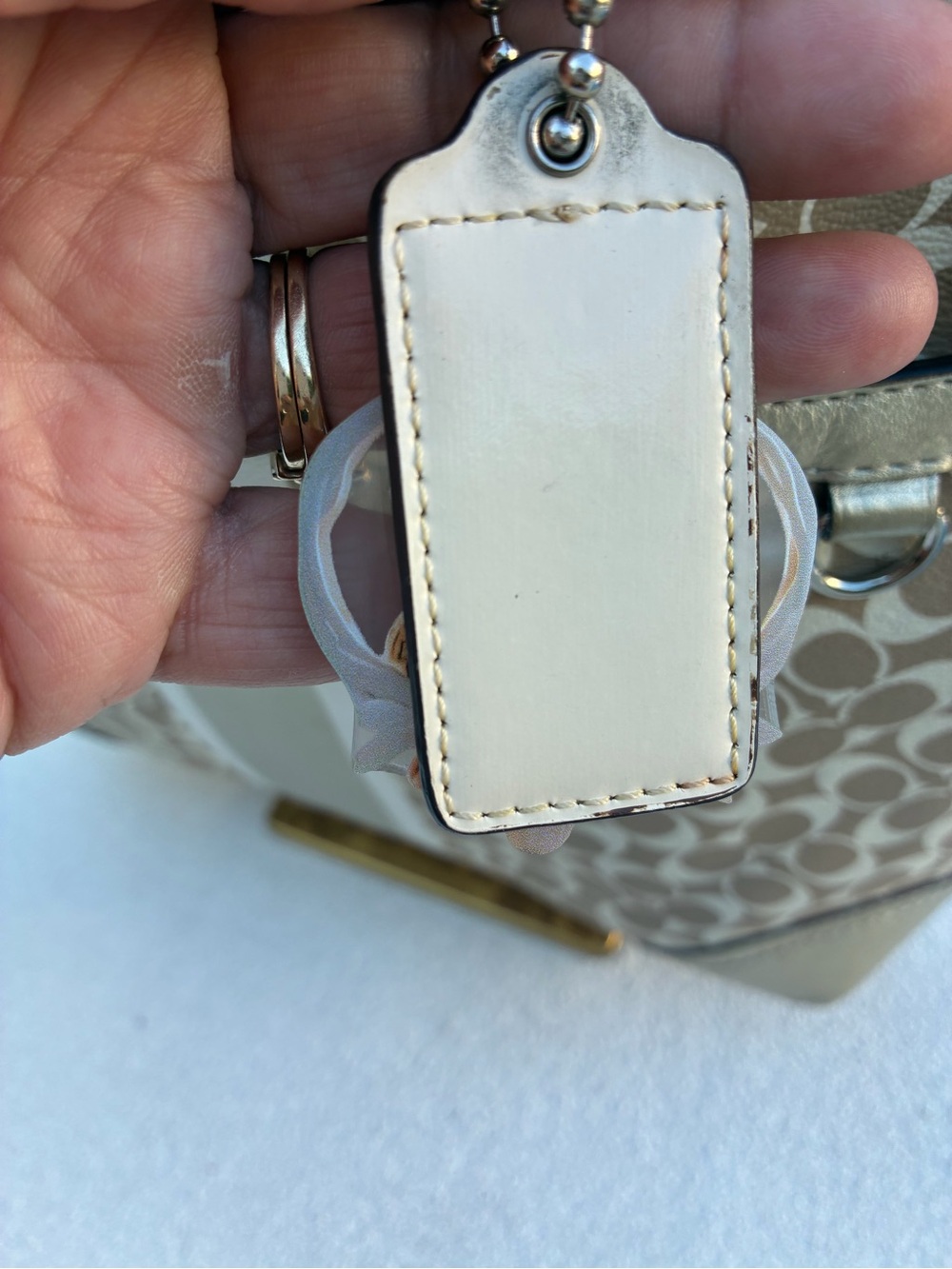 Gold Vintage Coach Heritage Stripe Signature Monogram Tote - Metallic Gold - Picture 13 of 13